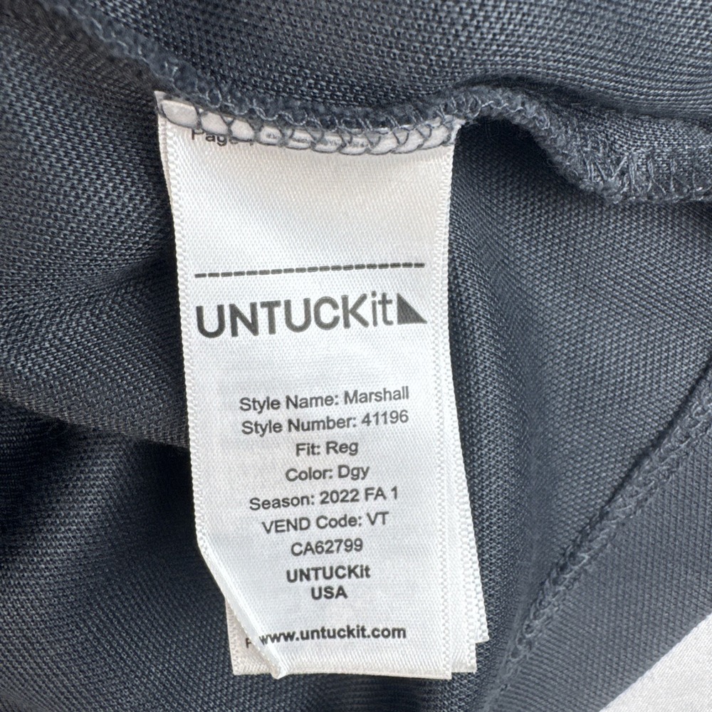 Untuckit Men's Long Sleeve Polo Shirt Gray Medium‎ Cotton Blend - Picture 6 of 6